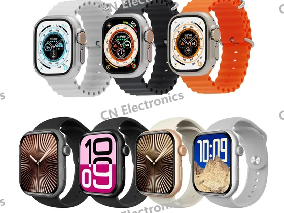 Smartwatches with light, dark and orange straps